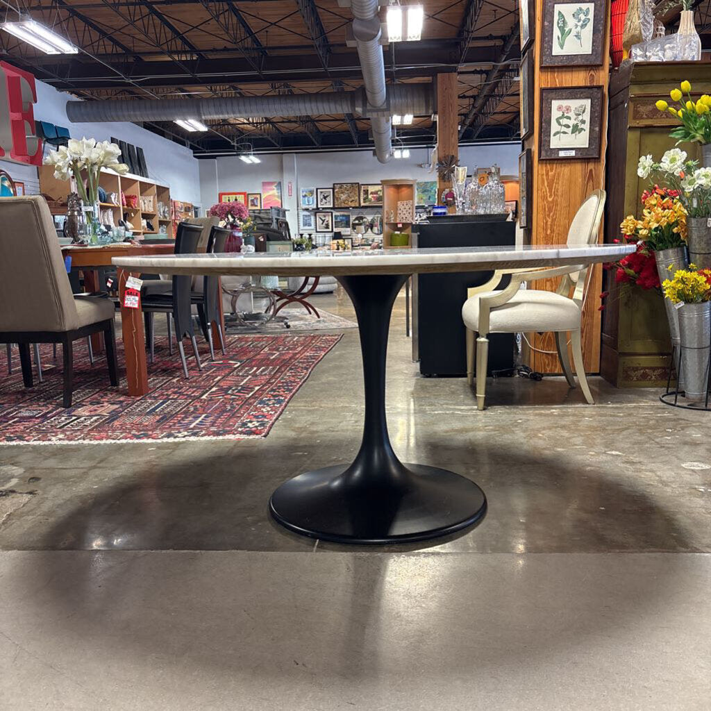 Marble Top Metal Base Round Table 55"R
