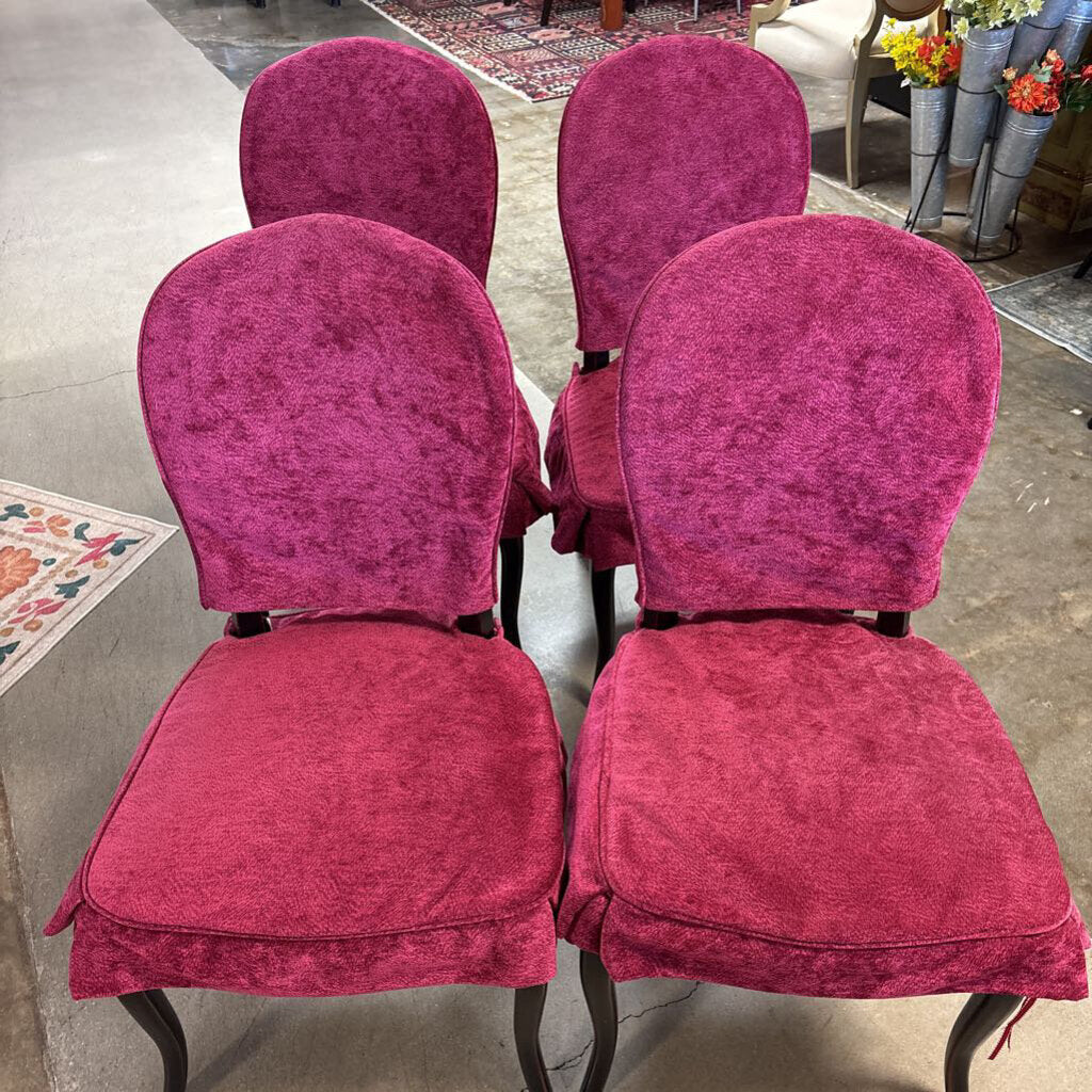 Curved Back Slipcover Chairs Set 4