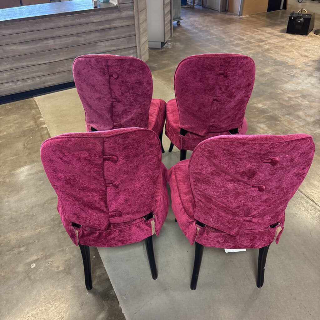 Curved Back Slipcover Chairs Set 4