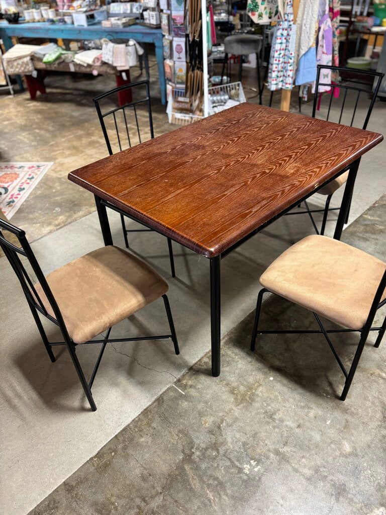 Wood/Metal Dining Table with 4 Chairs