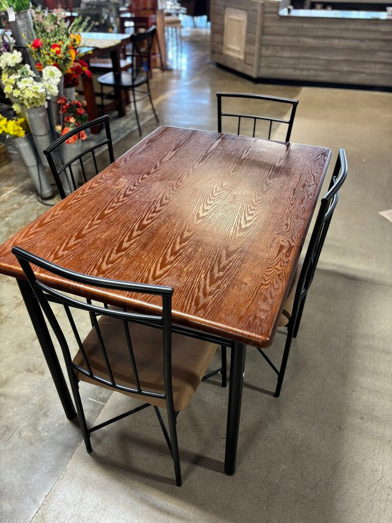 Wood/Metal Dining Table with 4 Chairs