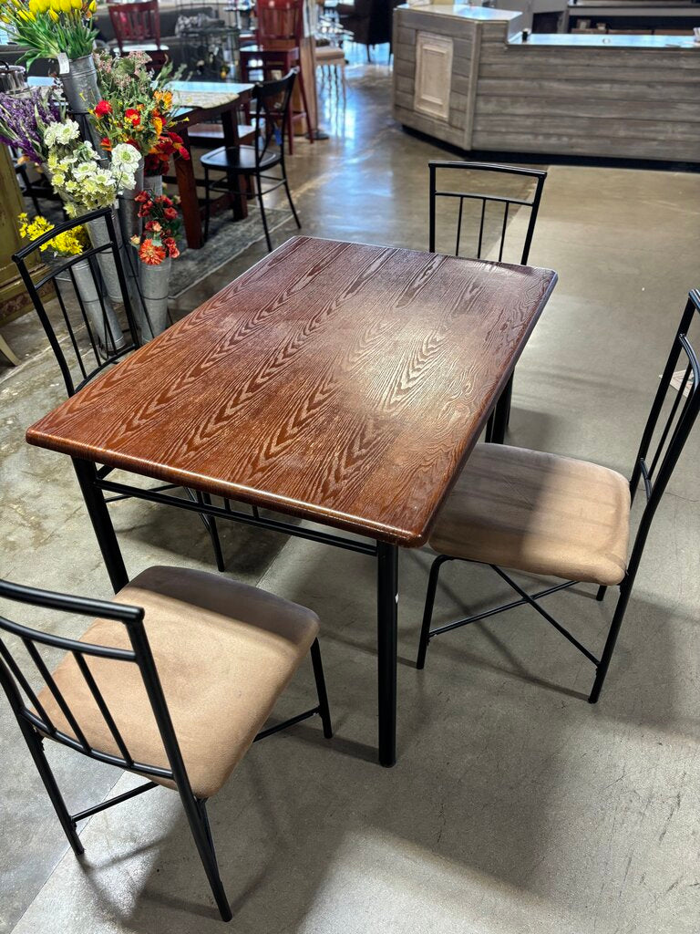 Wood/Metal Dining Table with 4 Chairs