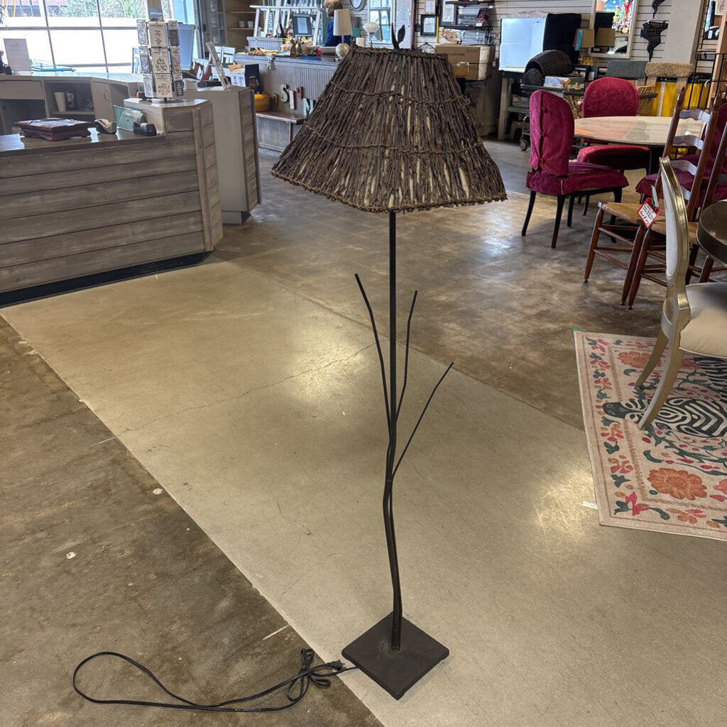 Iron Twig Base Floor Lamp w/Twig Shade