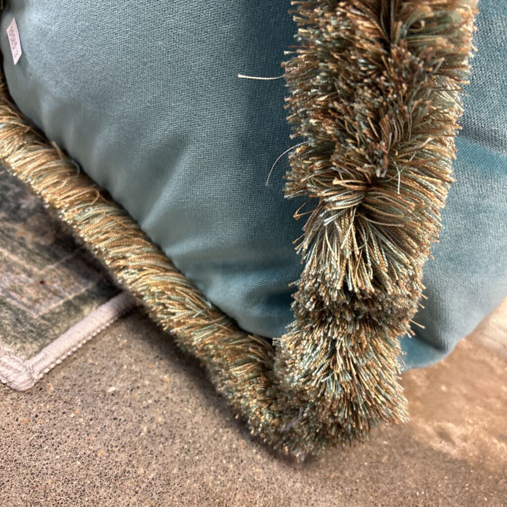 Velvet Tapered Bottom Fringe Lumbar Pillow