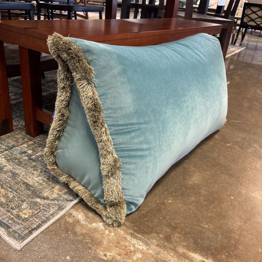 Velvet Tapered Bottom Fringe Lumbar Pillow