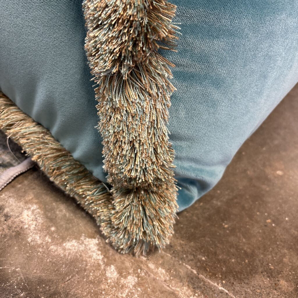 Velvet Tapered Bottom Fringe Lumbar Pillow