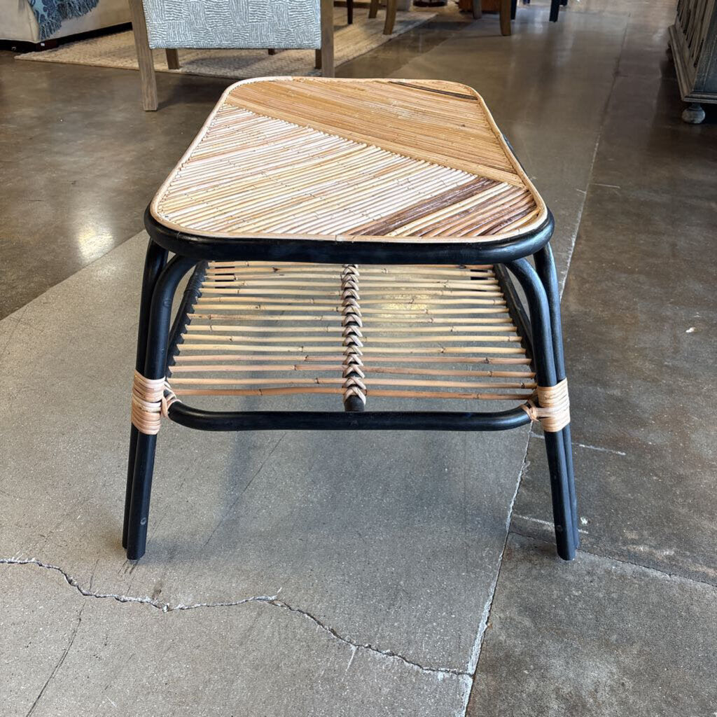 Black & Natural Rattan Coffee Table