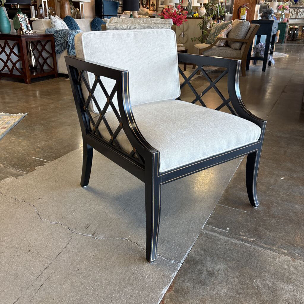 Grosfeld Black Wood Chair & Cushions