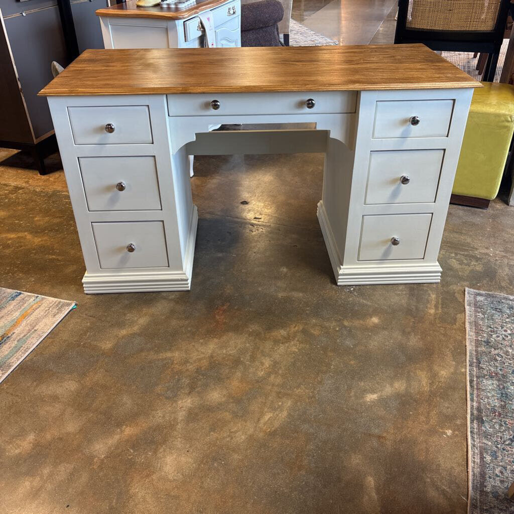 Painted 7 Drawer Desk 53.75 X 23 X 30