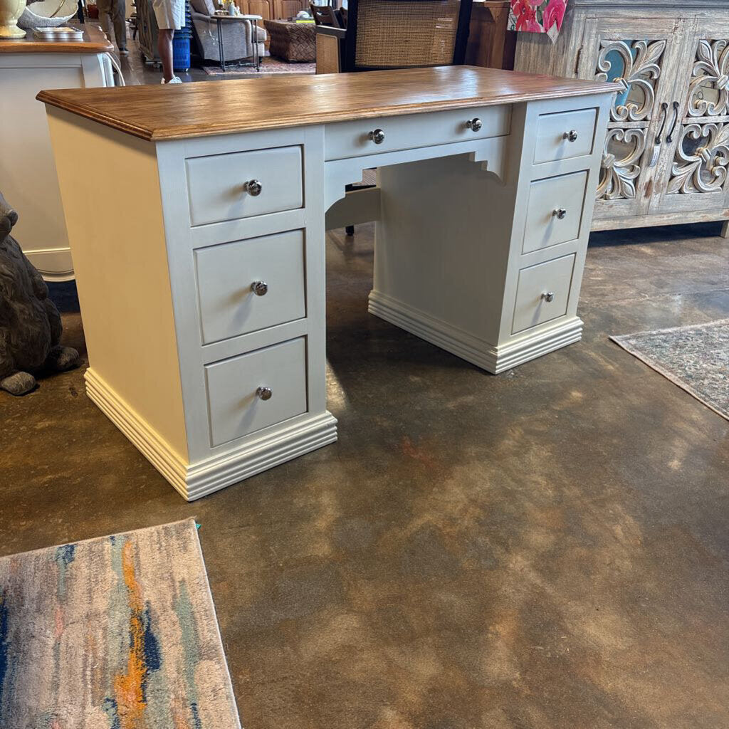 Painted 7 Drawer Desk 53.75 X 23 X 30
