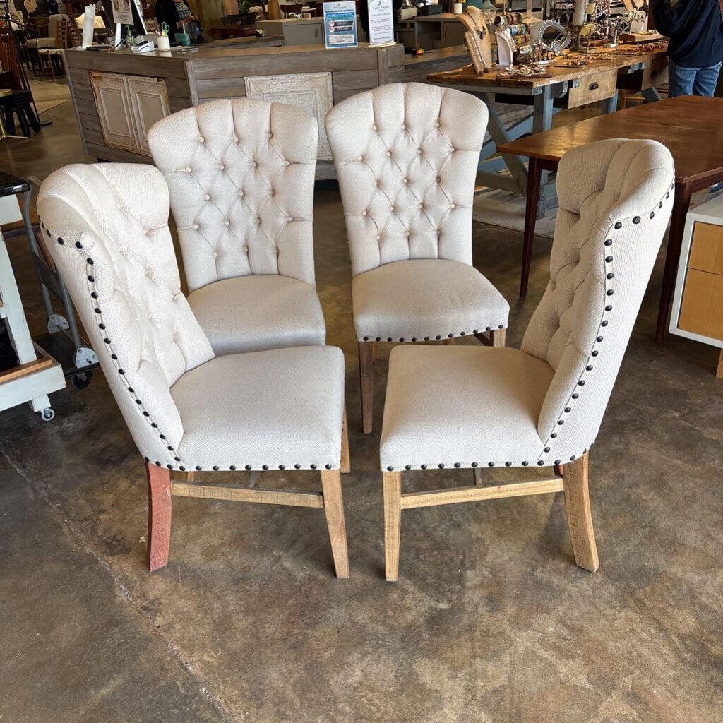 Set 4 Tufted Upholstered Dining Chairs