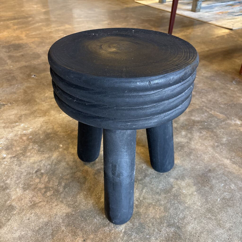 Round Wood Mini Stool 13.75"R 17.5"H