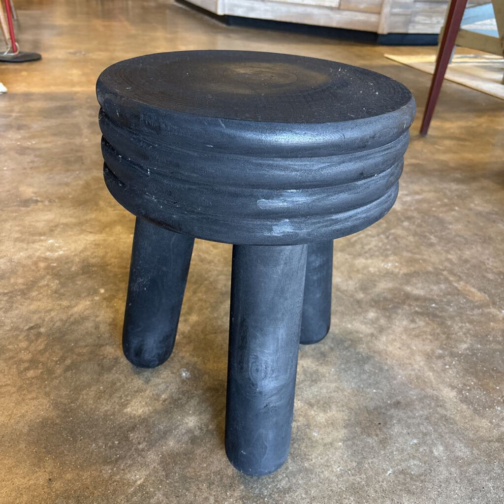 Round Wooden Mini Stool 13.75"R 17.5"H