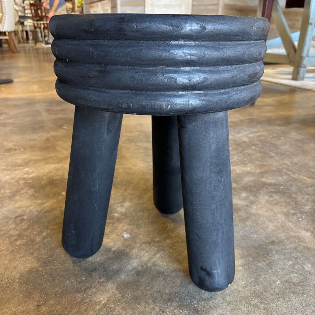 Round Wooden Mini Stool 13.75"R 17.5"H