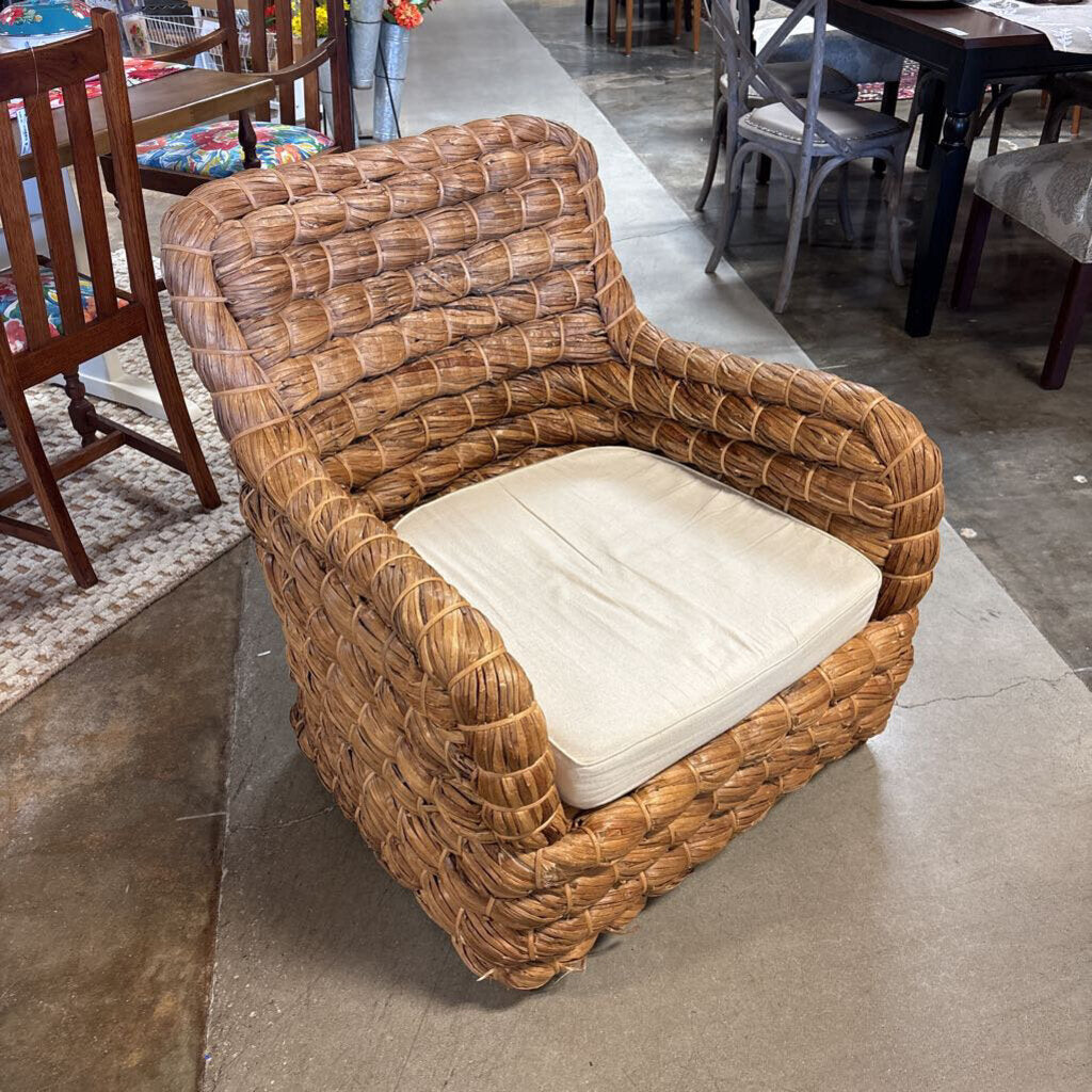 Woven Seagrass Chair with Cushion