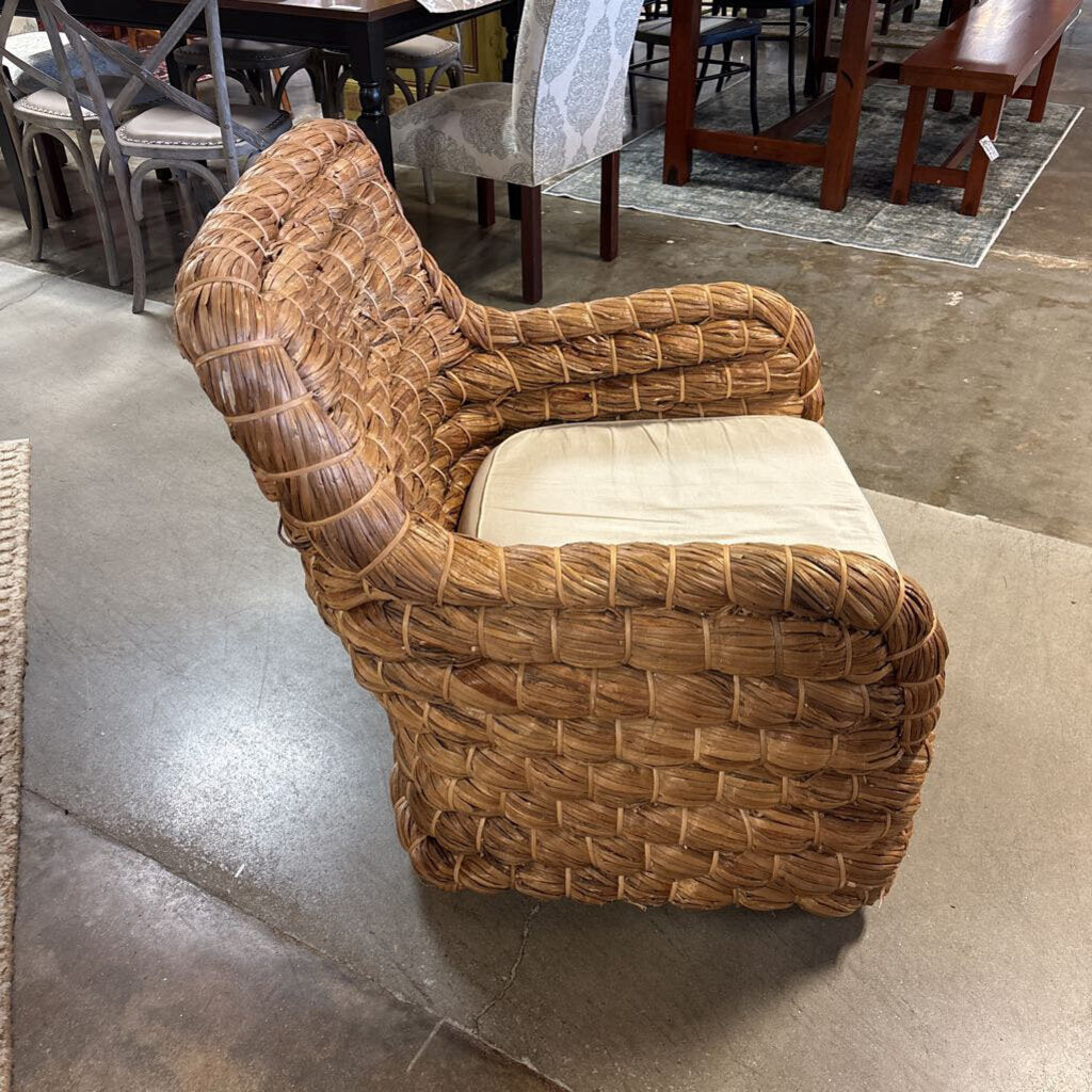 Woven Seagrass Chair with Cushion