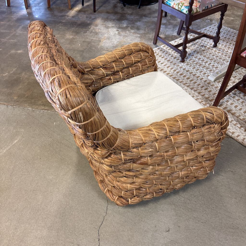 Woven Seagrass Chair with Cushion