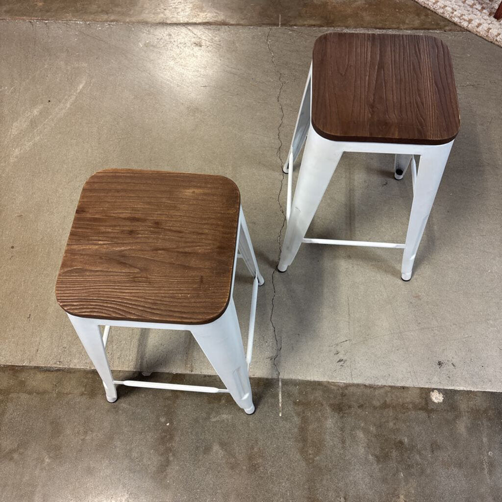 Metal/Wood Barstools Pair