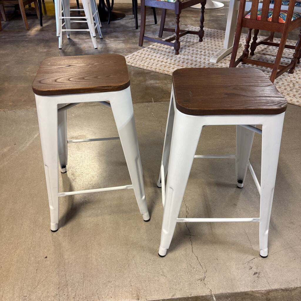 Metal/Wood Barstools Pair