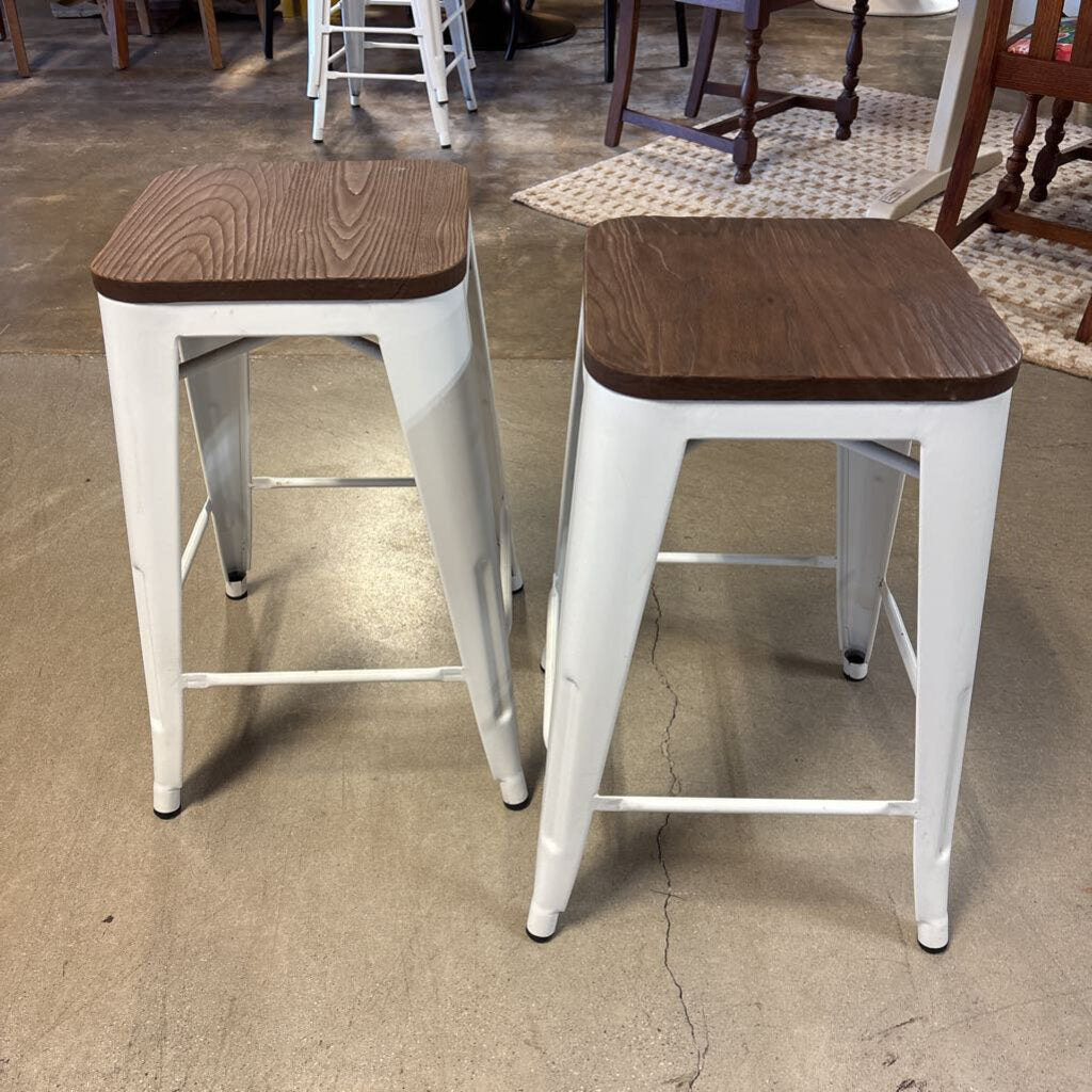Metal/Wood Barstools Pair