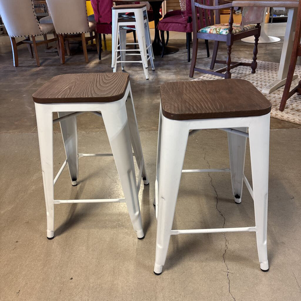 Metal/Wood Barstools Pair