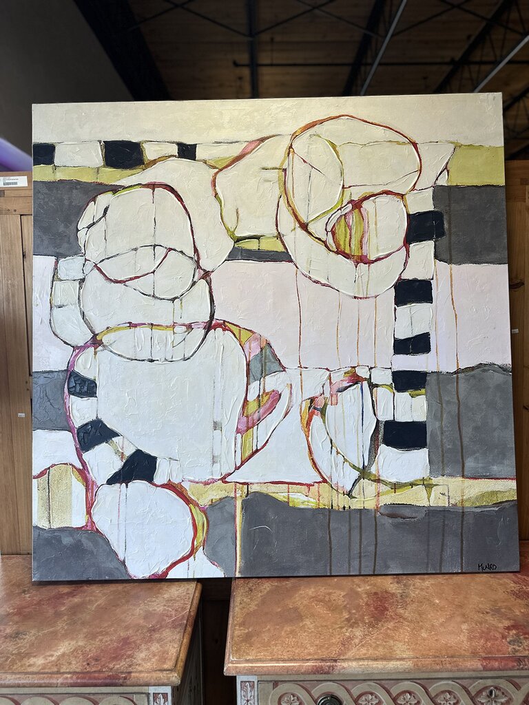 Embellished Floral Abstract Art 53x53