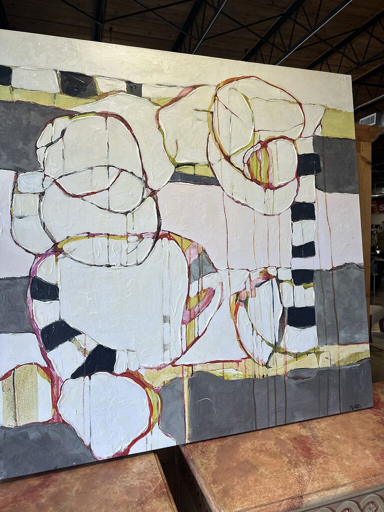 Embellished Floral Abstract Art 53x53