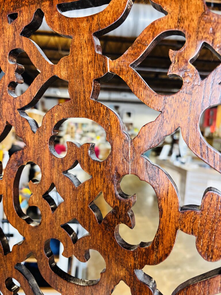 4 Panel Asian Wood Carved Screen 72 X 1.5 X 83