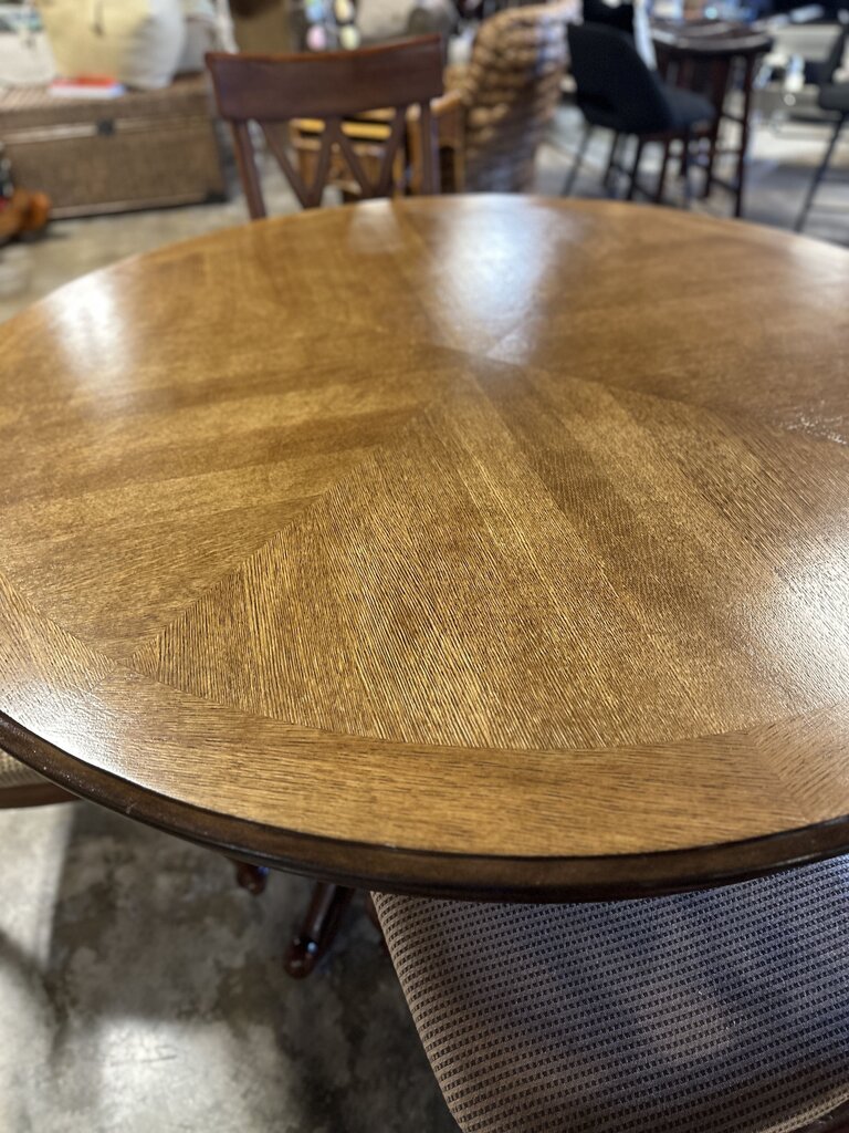 60" Round Wood Table & 4 Chairs