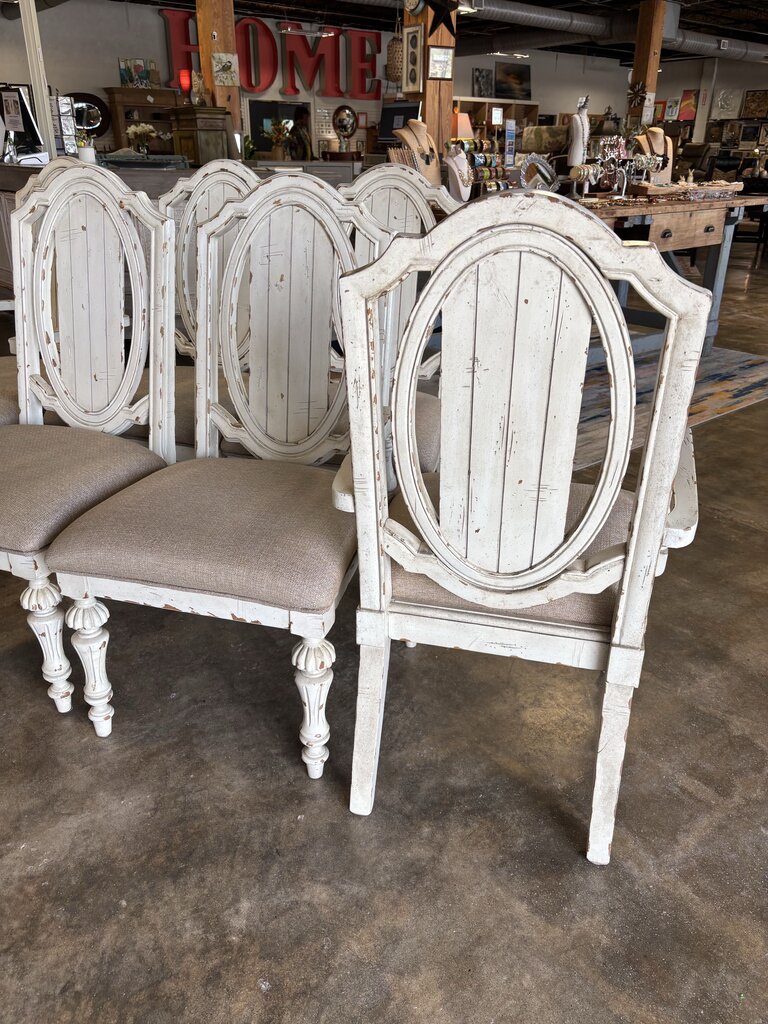 Dining Table & 6 Upholstered & Leaf Chairs