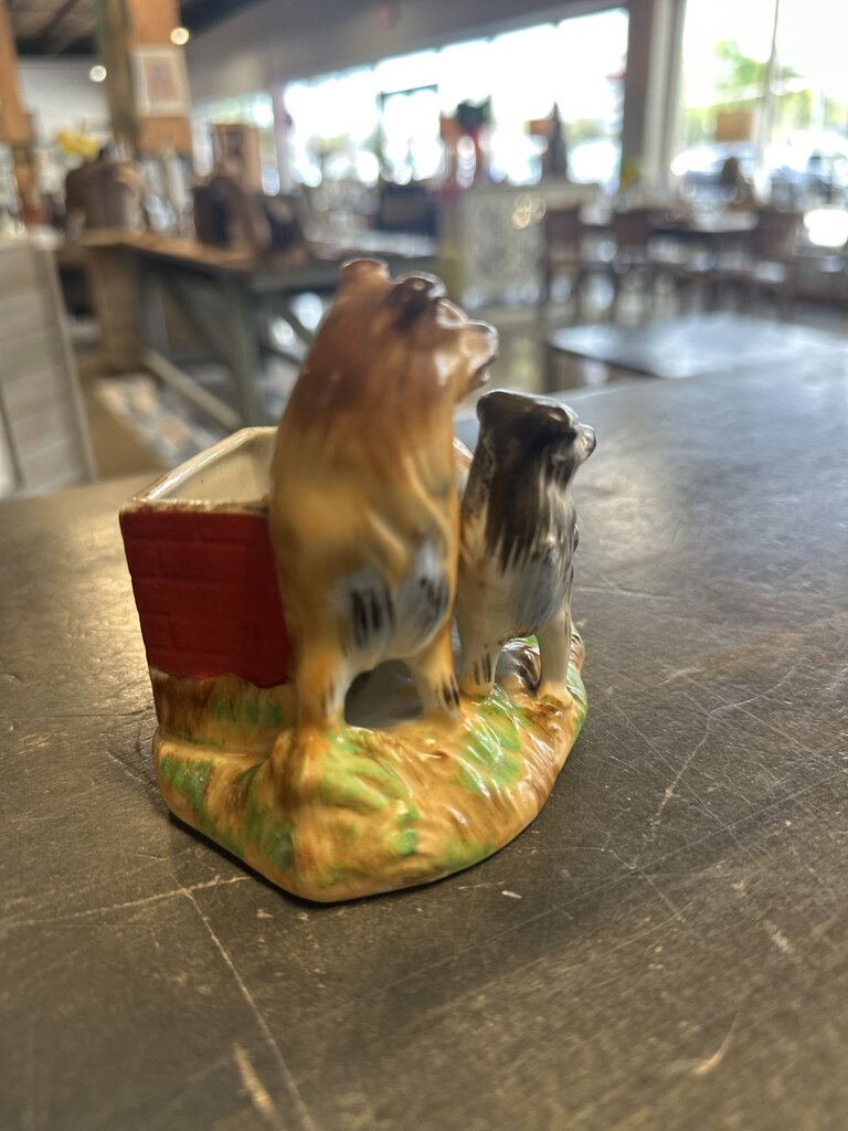 Vintage Two Dogs Toothpick Ceramic Holder