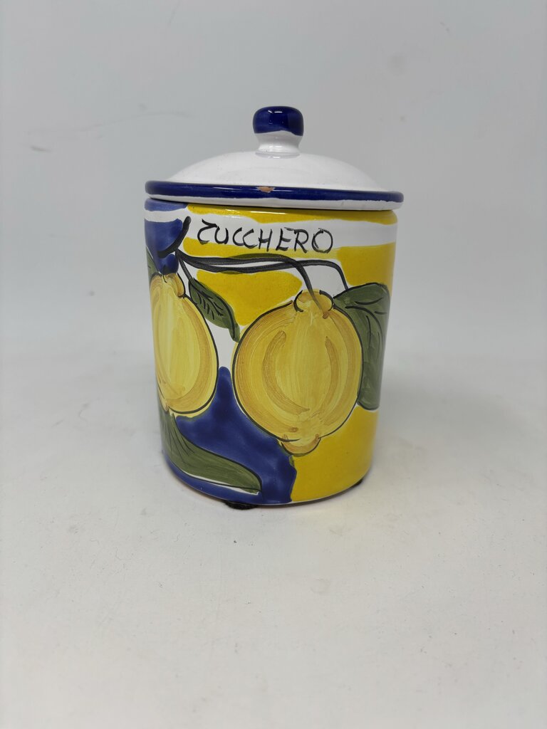 Italian Pottery Canister with Lid