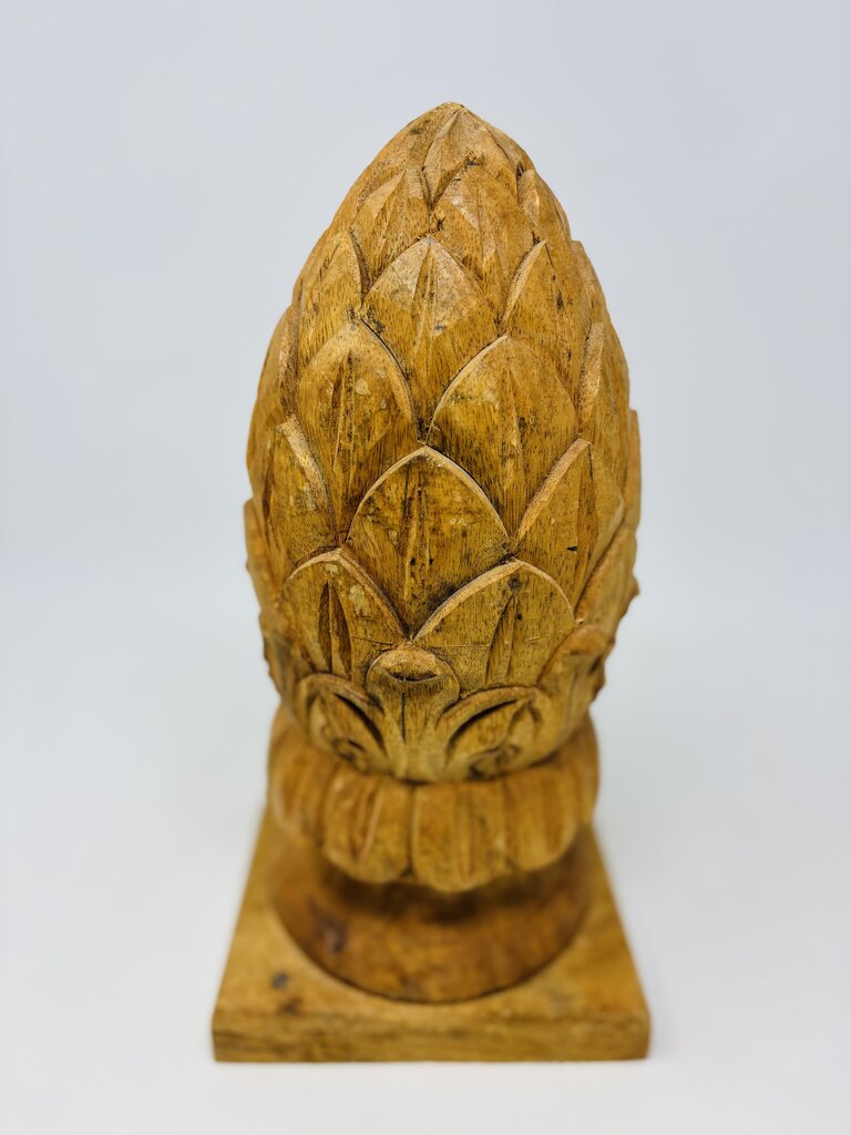 Wood Carved Pinecone Finial