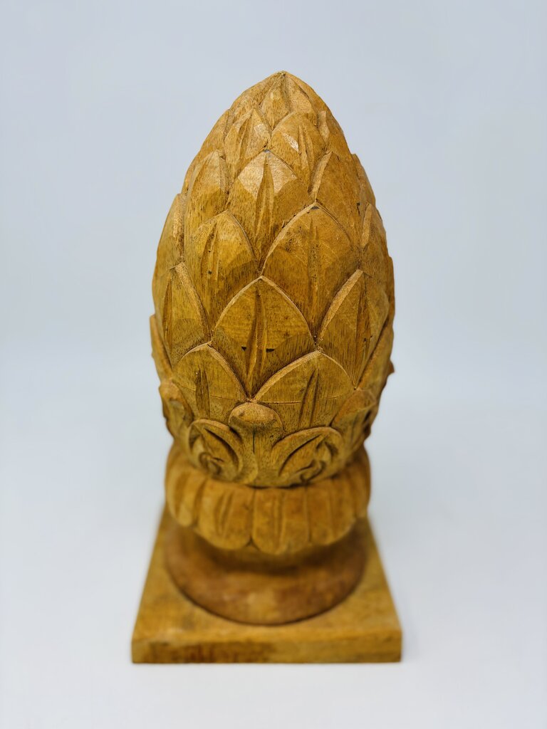 Wood Carved Pinecone Finial