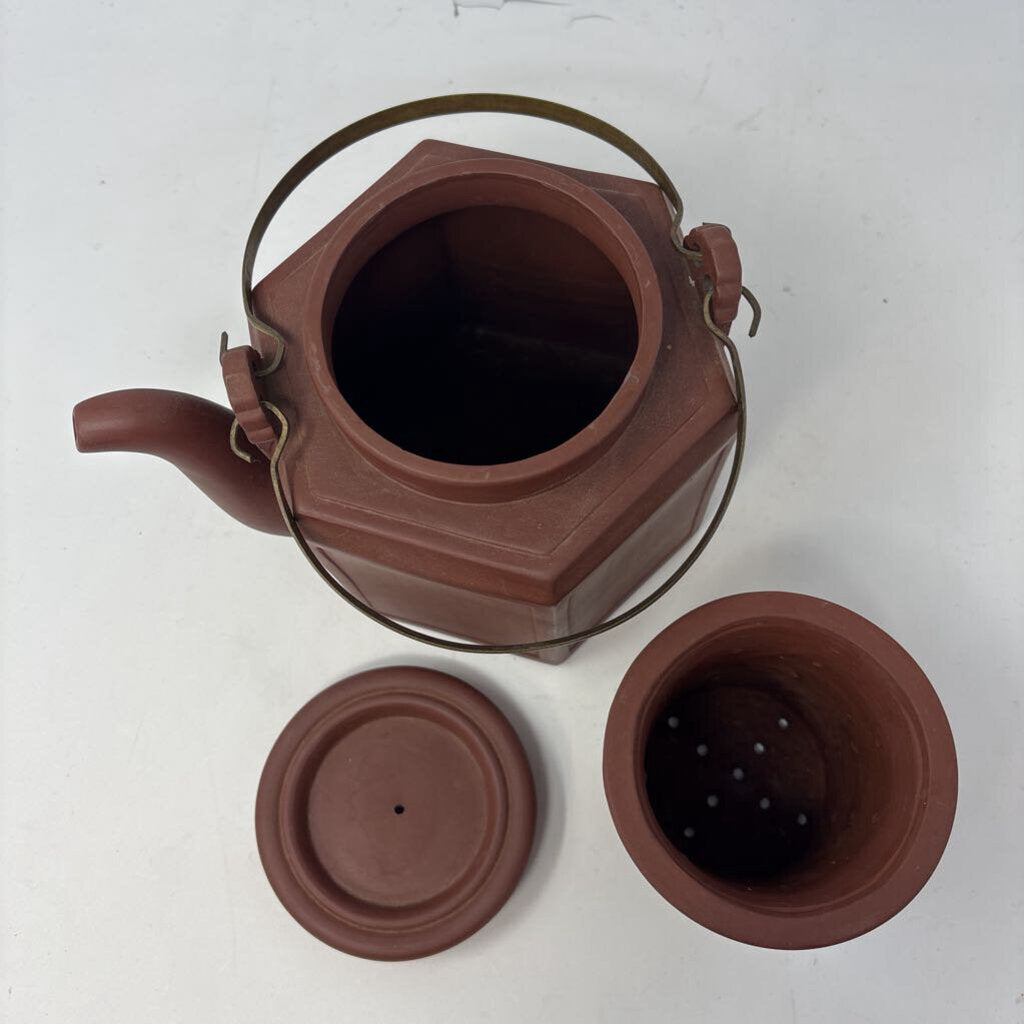 Hexagonal Clay Teapot