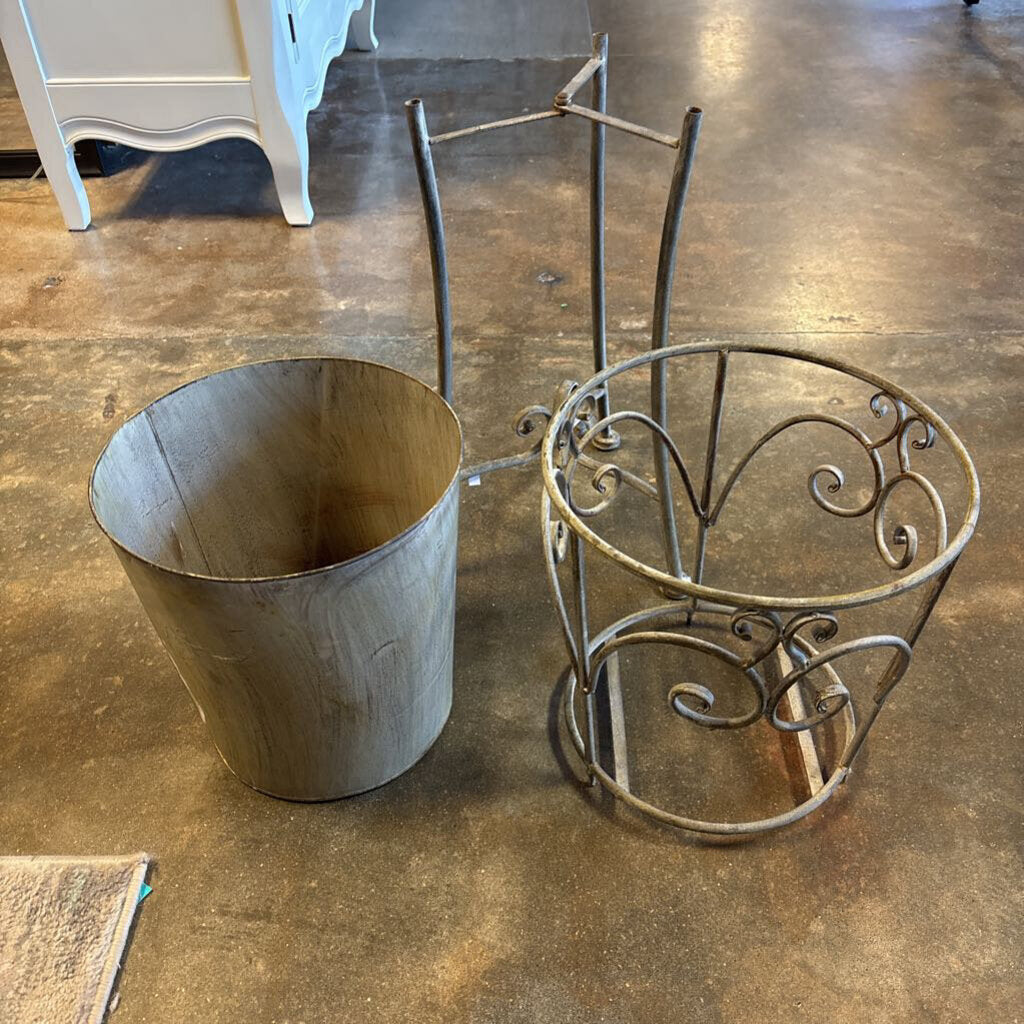 Iron Plant Stand with Bucket 3 PC