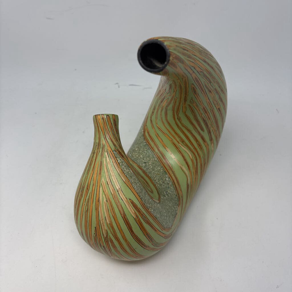 Wood/Stone Striped Double Vase