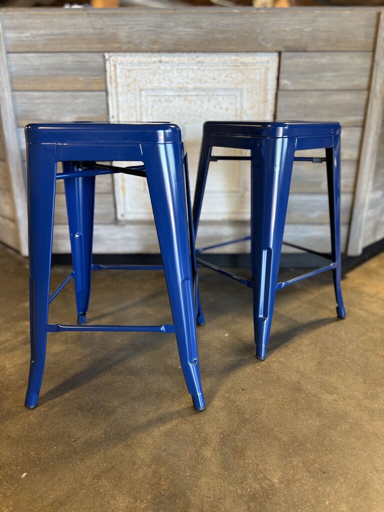 Set 2 Navy Metal Counter Stools