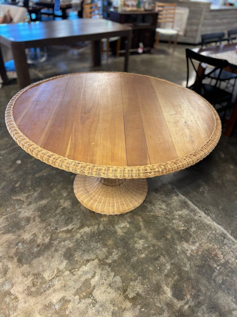 Wood/Wicker Round Table 54"R