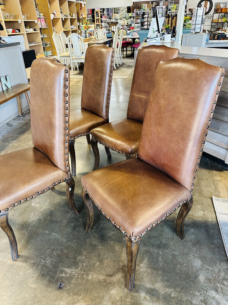 Set 4 Pottery Barn Leather Dining Chairs