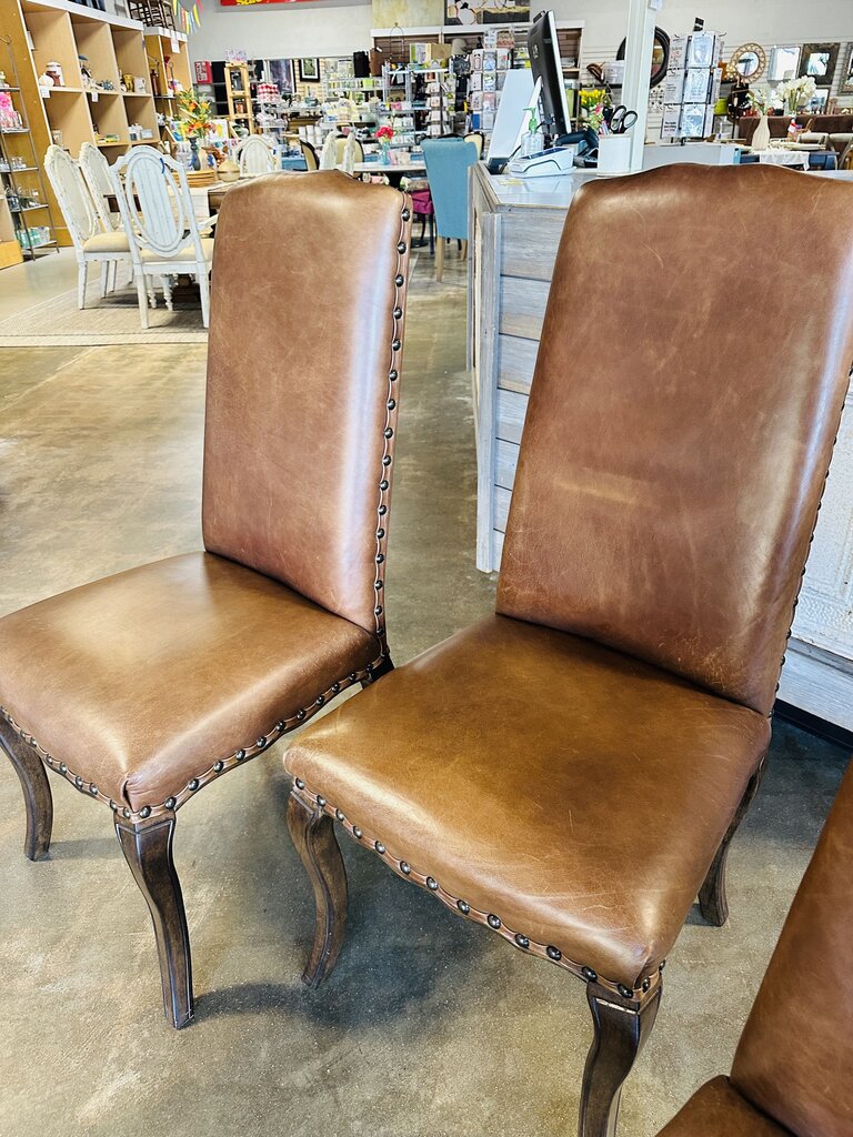 Set 4 Pottery Barn Leather Dining Chairs