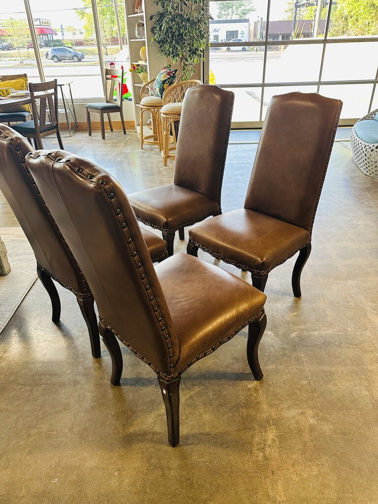 Set 4 Pottery Barn Leather Dining Chairs