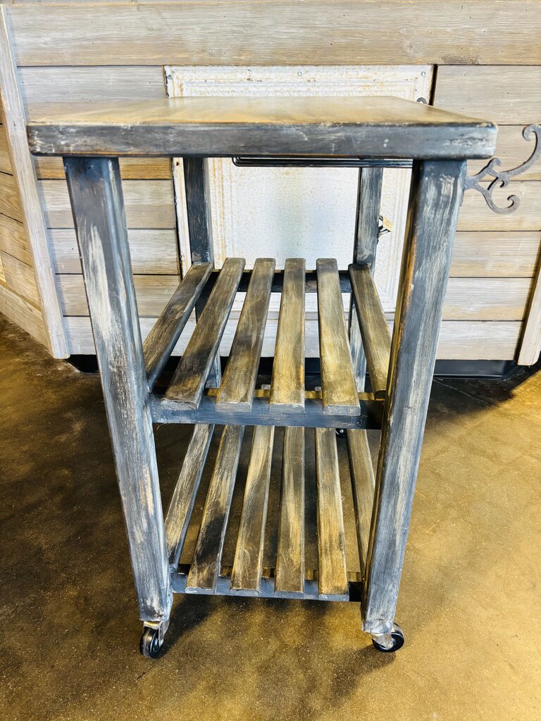 Rolling Wood Slat Bar Cart 26 X 19 X 30.5