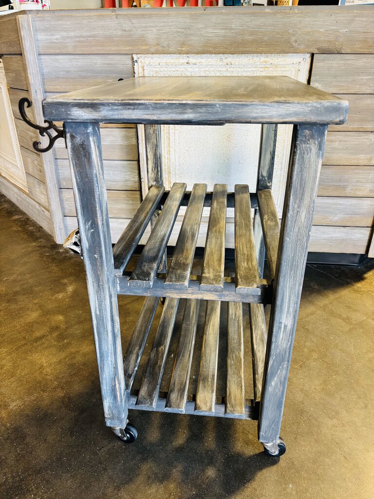 Rolling Wood Slat Bar Cart 26 X 19 X 30.5