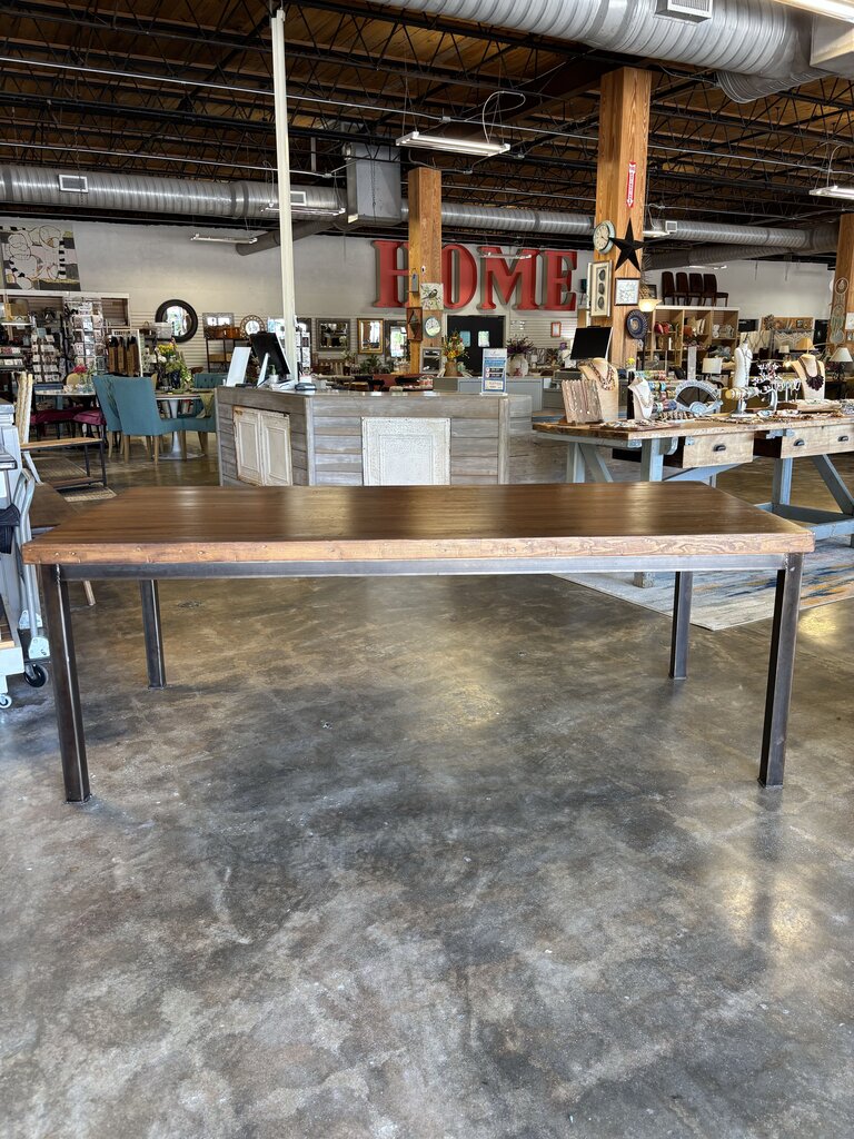 Bowling Alley Floor Wood Metal Table 84 X 37.5 X 30.5