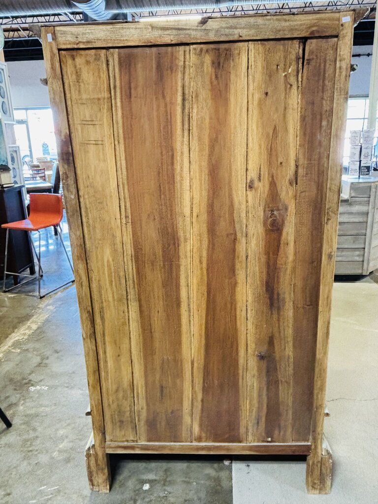 Glass Doors 2 Drawer Vintage Cabinet 38.5 X 15.5 X 67.5