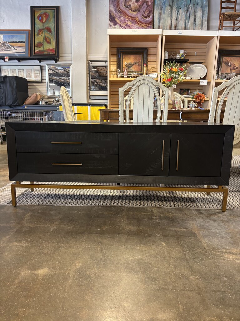 Wood/Metal 2 Door/2 Drawer Console 64.5 X 16 X 25.5