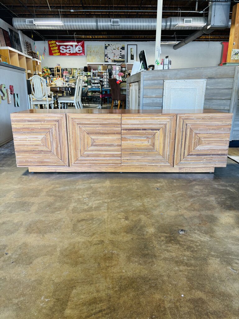 Wood Stick Geometric Console 71 X 18.25 X 20.5