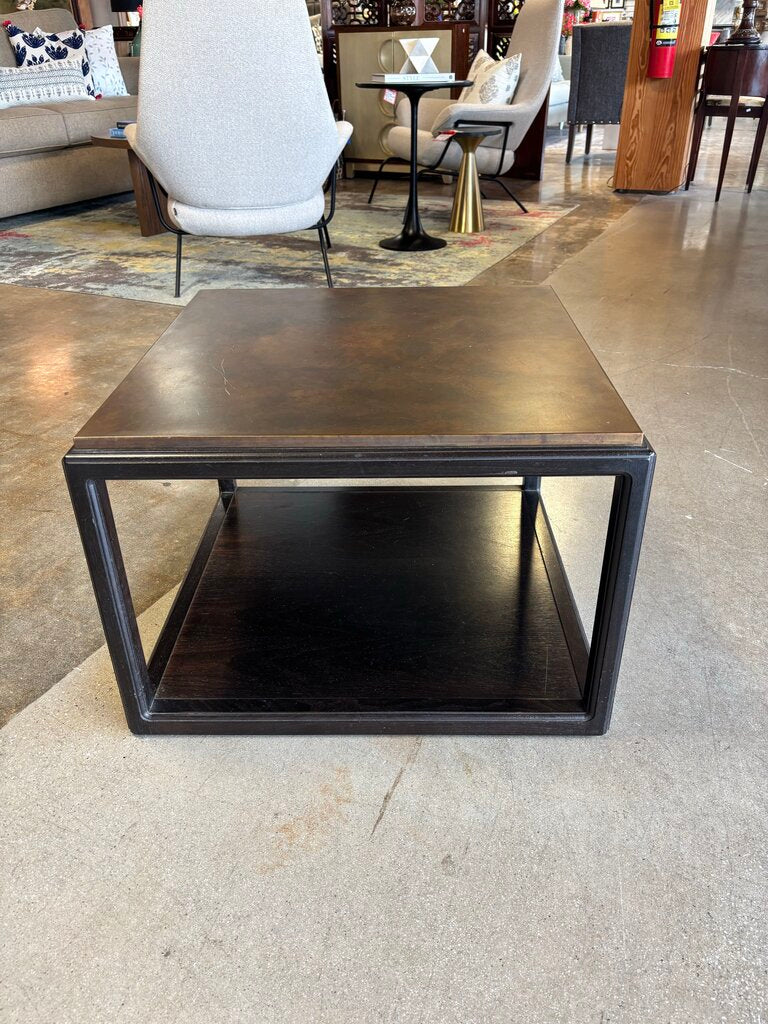 Copper Top Square Two Tiered Side Table 24 X 24 X 16.5