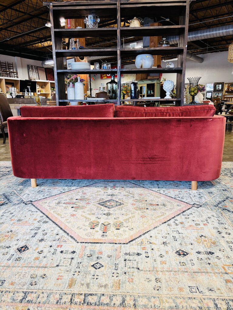 Round Back 84L Velvet Bench Sofa